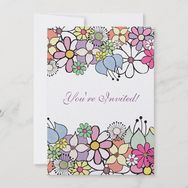 5x7 Blossoms Lumineux Vides Remplis En Invitation (Devant)