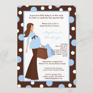 5x7 Blue Boy Modern Mod Maman Invitation Baby show