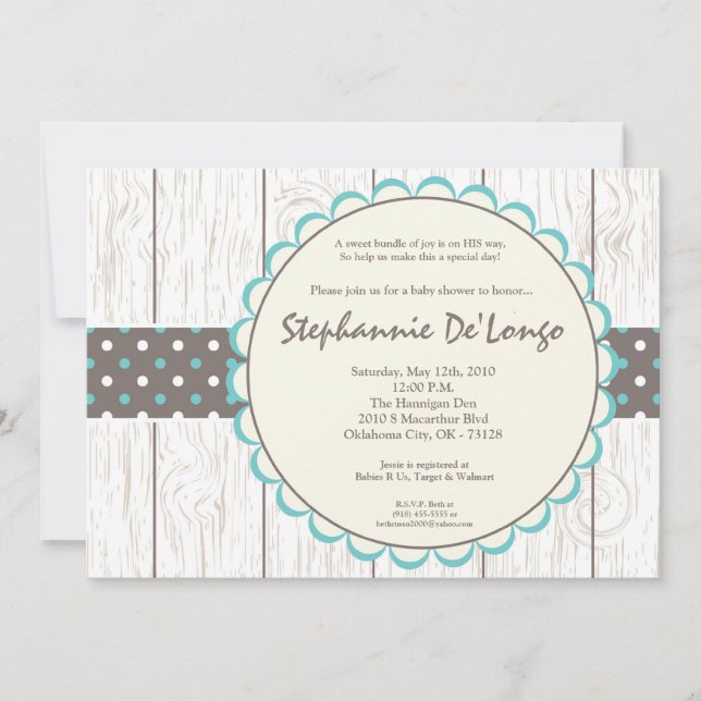5x7 Boy Blue Polkadot Poke Baby shower Invitation (Devant)