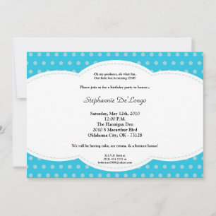 5x7 Boy Blue Polkadot Poke Invitation d'anniversai