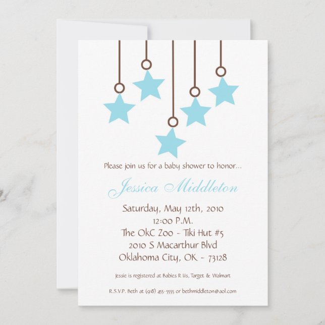 5x7 Boy Boyish Blue Mobile Baby shower Invitation (Devant)