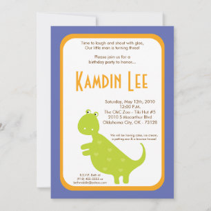 5x7 Boy Dinosaur Dino Invitation Anniversaire
