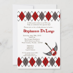 5x7 Boy Punk Rocker Guitare Baby shower Invitation