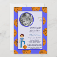 5x7 Boy Sports Basket Balll Baby shower Invitation