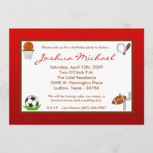 5x7 Boy Sports Football Invitation à la fête d'ann
