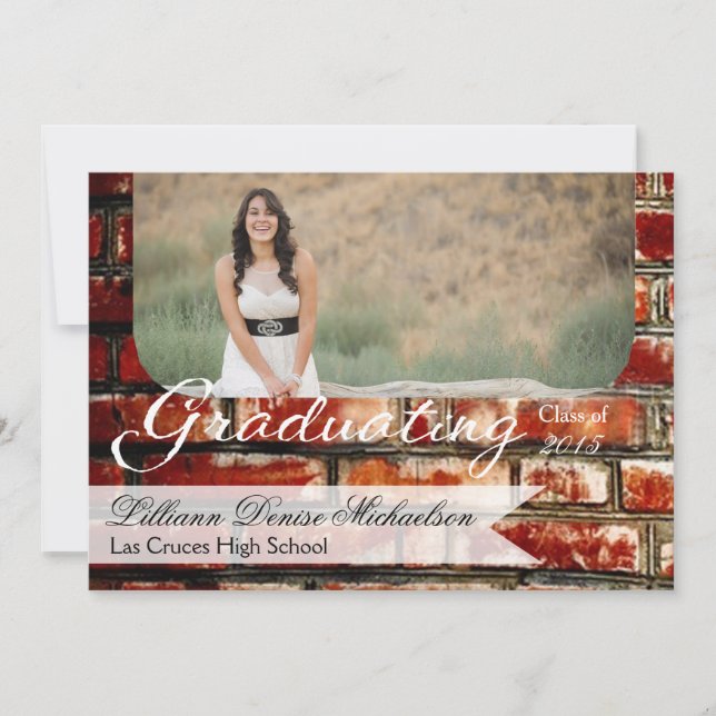 5x7 Brick Wall Grunge Building Senior Faire-part (Devant)