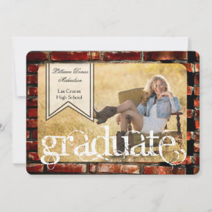 5x7 Brick Wall Grunge Building Senior Faire-part