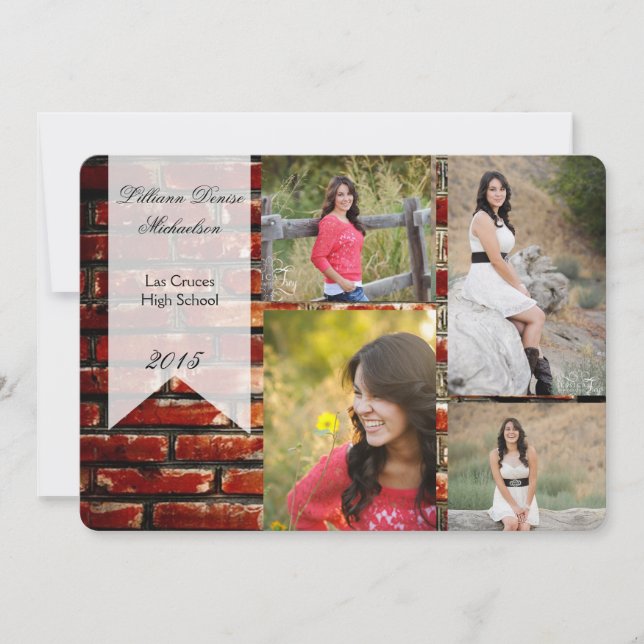 5x7 Brick Wall Grunge Building Senior Faire-part (Devant)