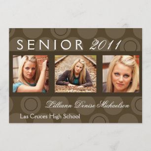 5x7 Brown Cercle Polka Photo Senior Faire-part