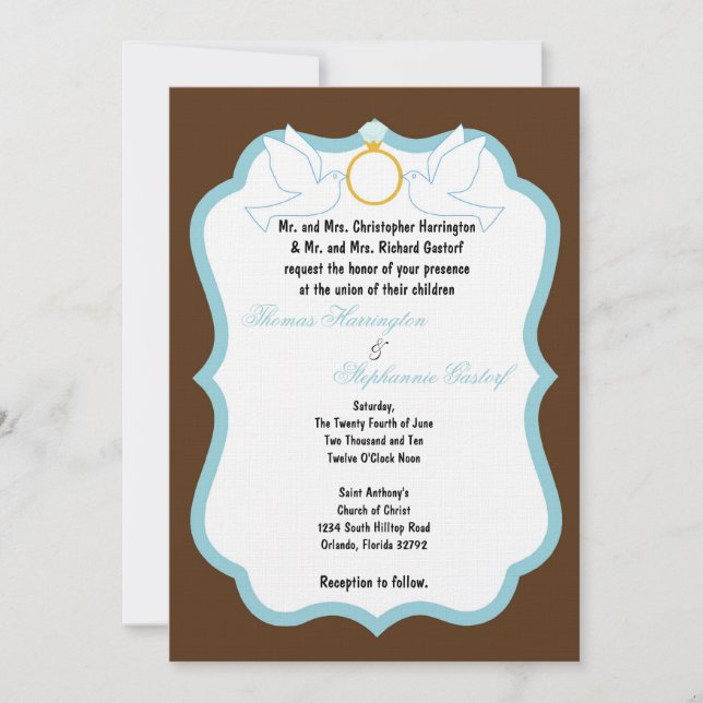 5x7 Brown Dove Diamond Faire-part de mariage (Devant)
