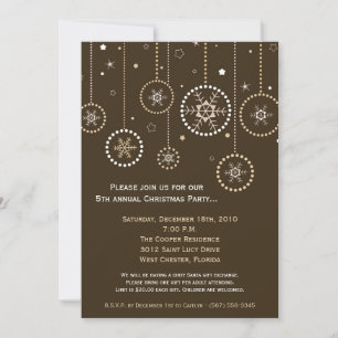 5x7 Brown Gold Snowflake Invitation de Noël