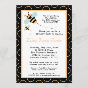 5x7 Bumble Honey Bee Invitation à la fête d'annive