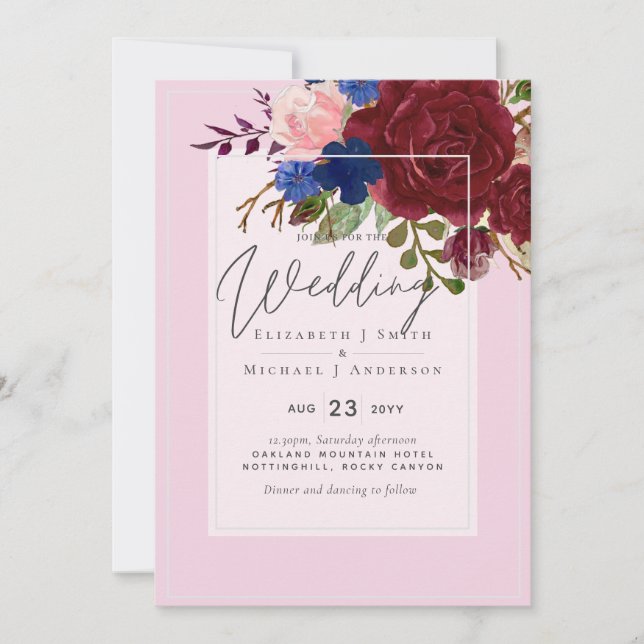 5x7 Burgundy Dreams Blue Pink Budget Mariage (Devant)