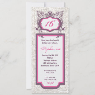 5x7 Butterfly Floral Sweet 16 Invitation anniversa