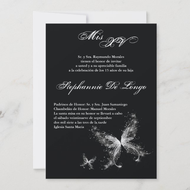 5x7 Butterfly Quinceanera Invitation d'anniversair (Devant)