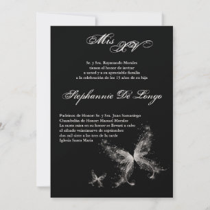 5x7 Butterfly Quinceanera Invitation d'anniversair
