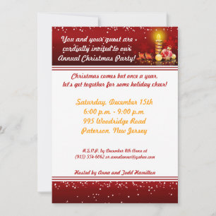 5x7 Candle Night Christmas Party Invitation