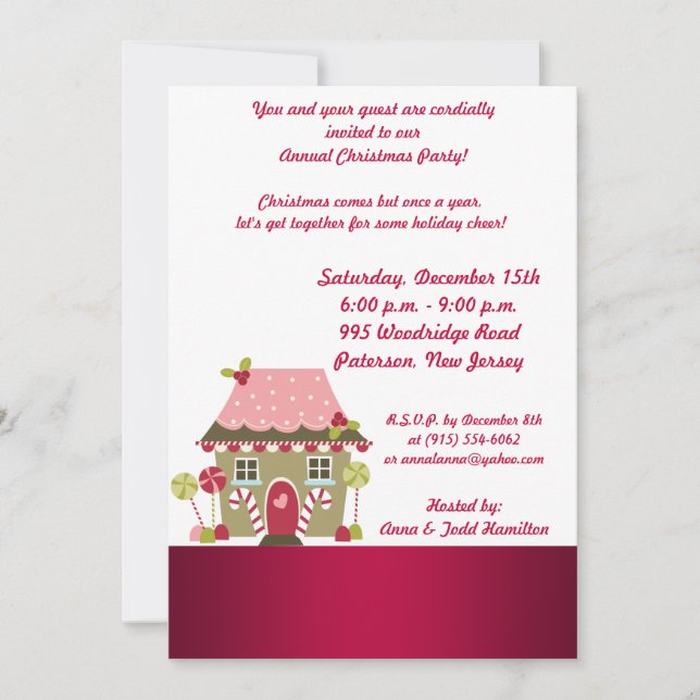 5x7 Candy Land House Invitation (Devant)