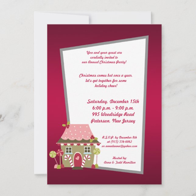 5x7 Candy Land House Invitation (Devant)