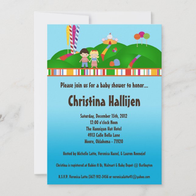 5x7 Candy Land Ice Cream Baby shower Invitation (Devant)