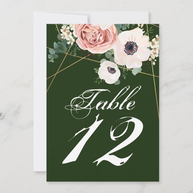5x7 Carte de numéro de table Géométrique Jardin Ch (Devant)