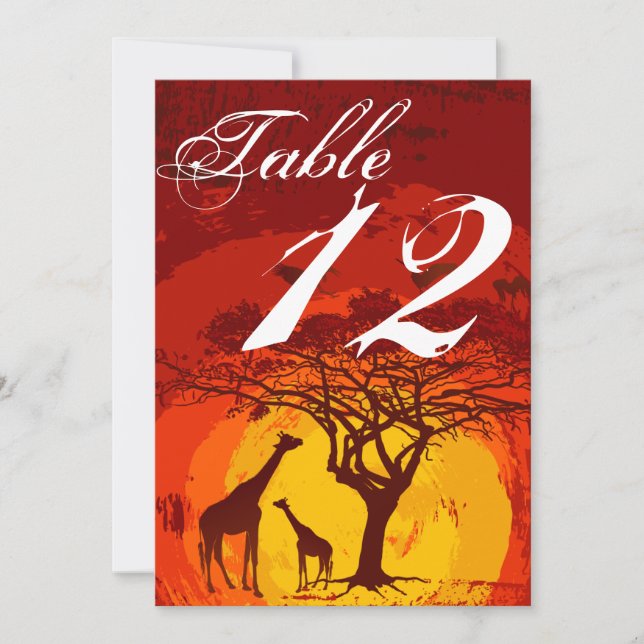 5x7 Carte Numéro de tableau African Safari Giraffe (Devant)