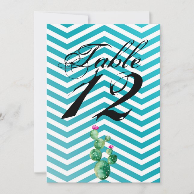 5x7 Carte Numéro de tableau Boho Cactus Cactus Suc (Devant)