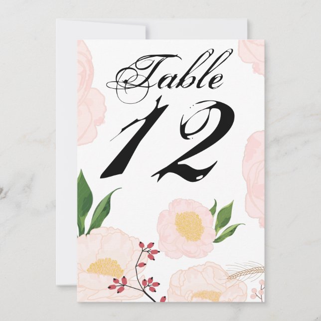 5x7 Carte Numéro de tableau Fleurs florales blanch (Devant)