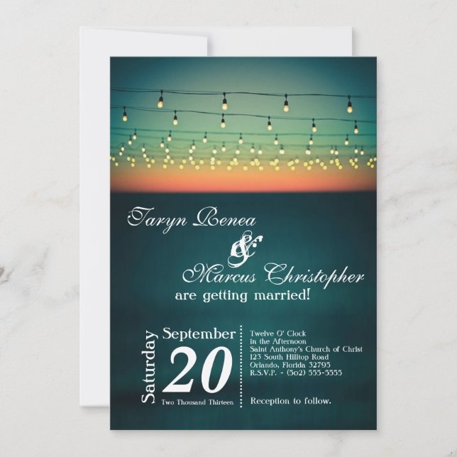 5x7 Chaîne de Sunset Lights Faire-part de mariage  (Devant)