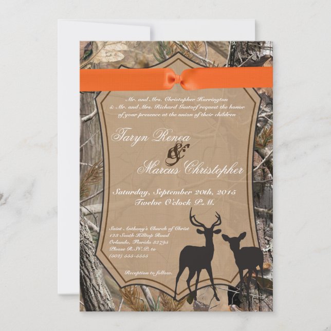 5x7 Chasse Pair Deer Doe Buck Faire-part de mariag (Devant)
