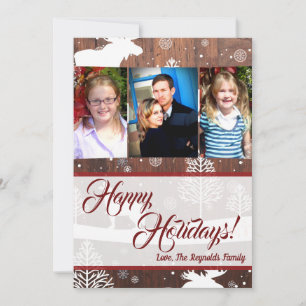 5x7 Christmas Deer Wood Buck Doe Carte photo