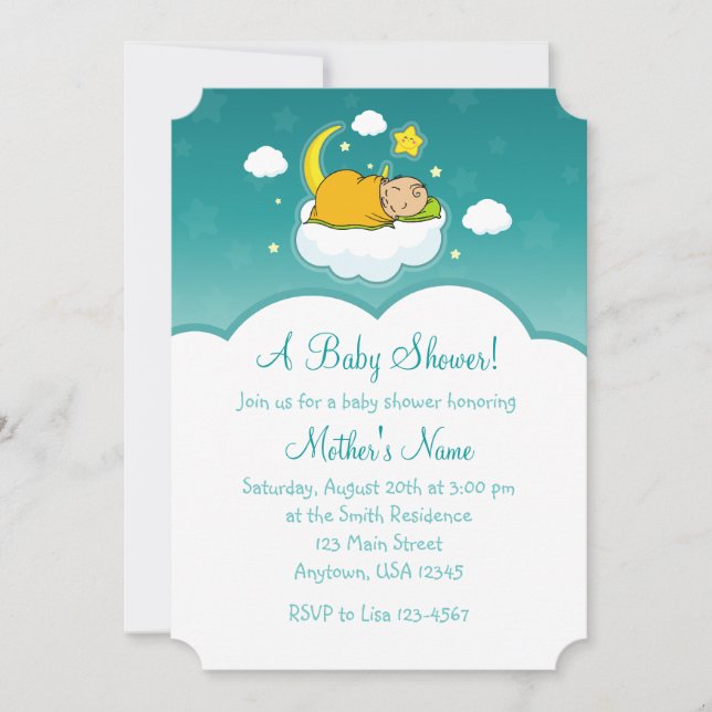 5x7 Cloud Baby Invitations Baby showers neutres (Devant)
