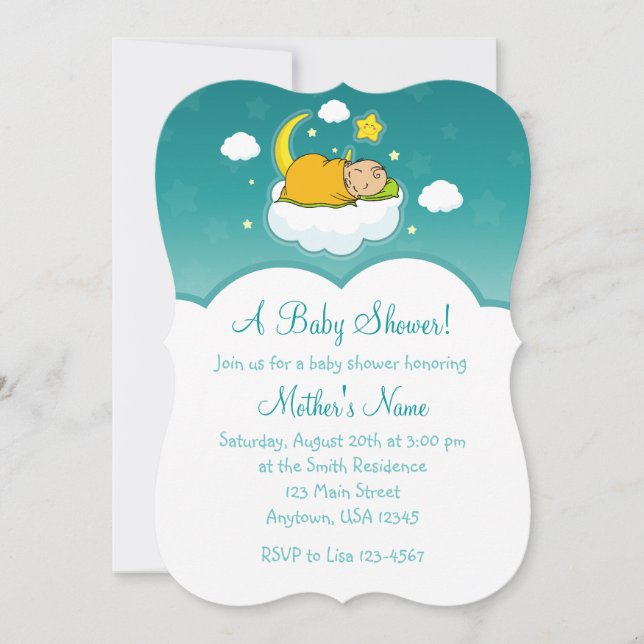 5x7 Cloud Baby Invitations Baby showers neutres (Devant)