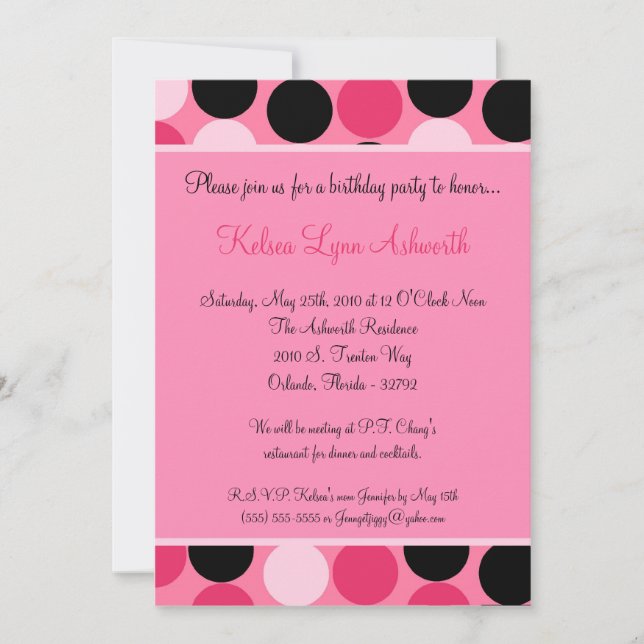 5x7 Colorful Pink Poka Dot Invitation Anniversaire (Devant)