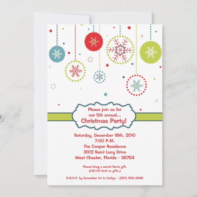 5x7 Colorful Snowflake Fête de Noël Invitation (Devant)