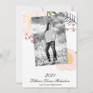 5x7 Cosmos rose bébé Faire-part senior sur blanc