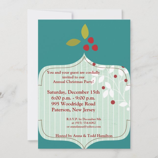 5x7 Cranberry Christmas Invitation (Devant)