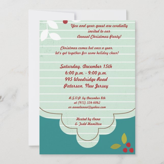 5x7 Cranberry Christmas Invitation (Devant)