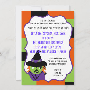 5x7 Créatures mignonnes Invitation de fête d'Hallo