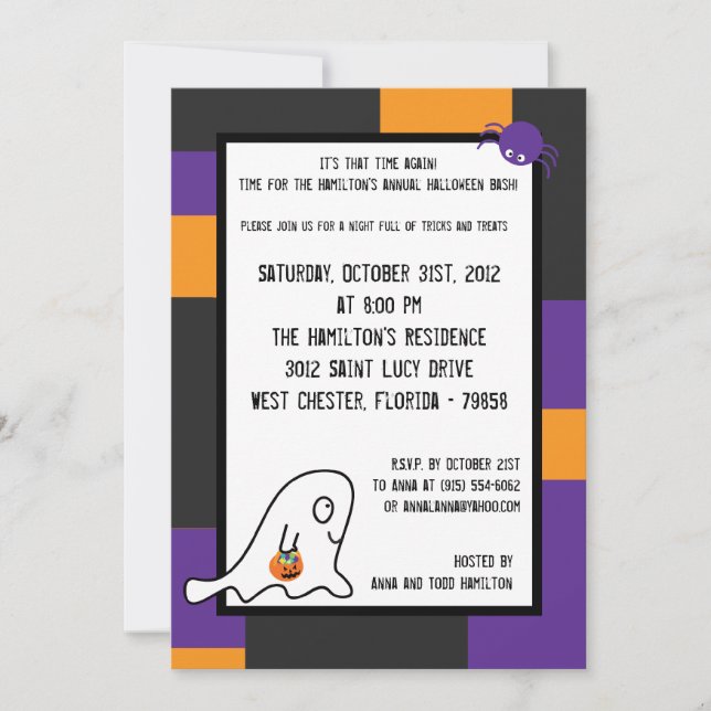 5x7 Créatures mignonnes Invitation de fête d'Hallo (Devant)