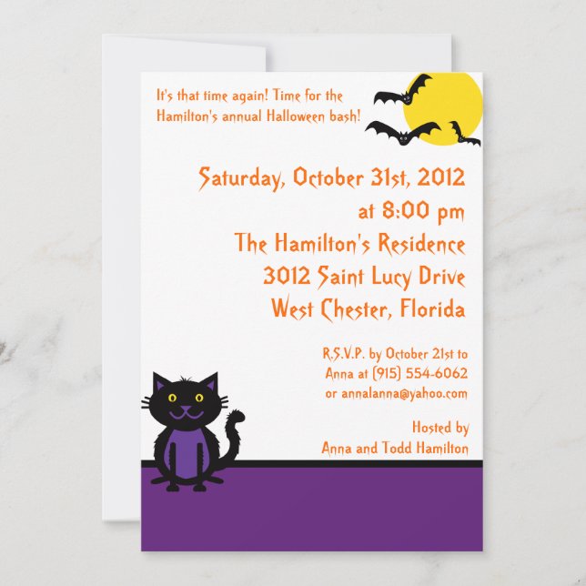 5x7 Créatures mignonnes Invitation de fête d'Hallo (Devant)