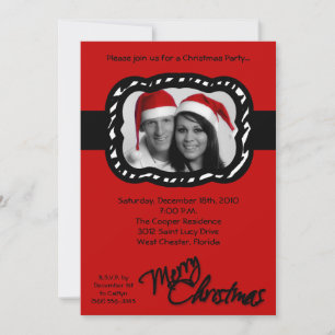 5x7 Crimson Red Band PHOTO Noël Invitation