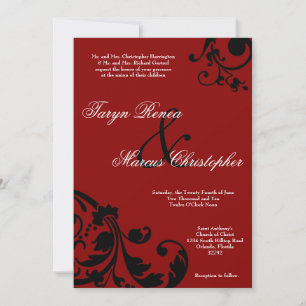 5x7 Crimson Rouge Floral Faire-part de mariage