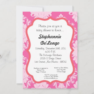5x7 Damask Lace Elégante invitation Baby shower