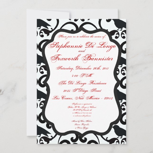 5x7 Damask Lace Fancy Elegant Wedding Invitations (Devant)