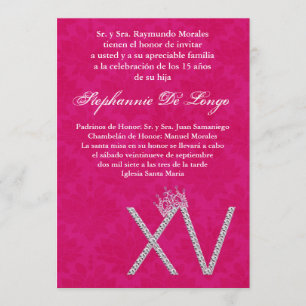 5x7 Diamant Topaz Quinceanera Invitation Anniversa