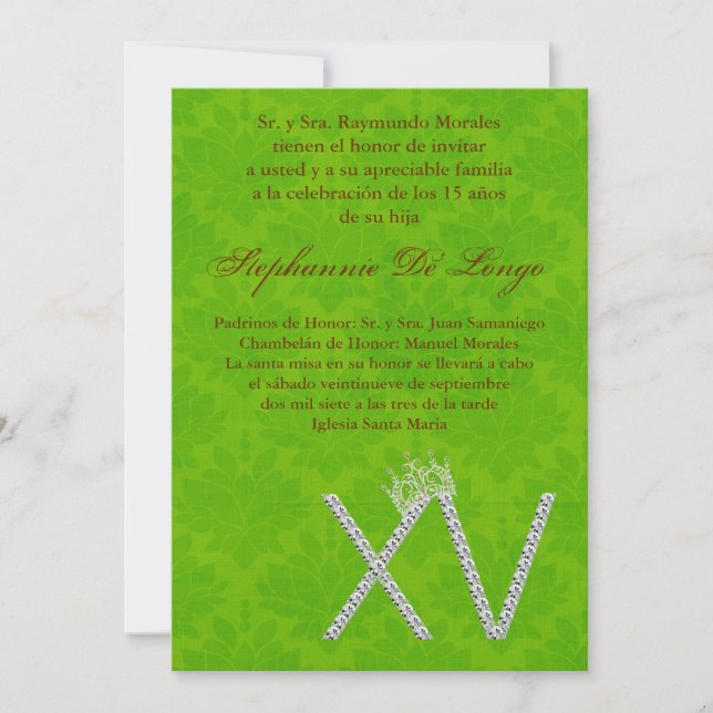 5x7 Diamant Topaz Quinceanera Invitation Anniversa (Devant)