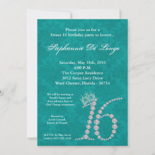 5x7 Diamond Topaz Sweet 16 Anniversaire Invitation