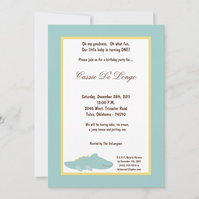 5x7 Dinosaur Invitation de fête d'anniversaire (Devant)