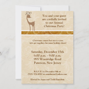 5x7 Élégant Reindeer Golden Scrolls Invitation